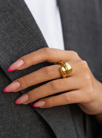 Woman showing her nail art fingernails
